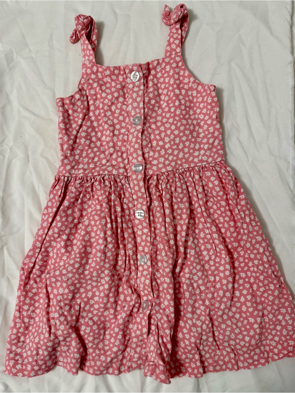 Girls' Pink Floral Button-Front Sundress